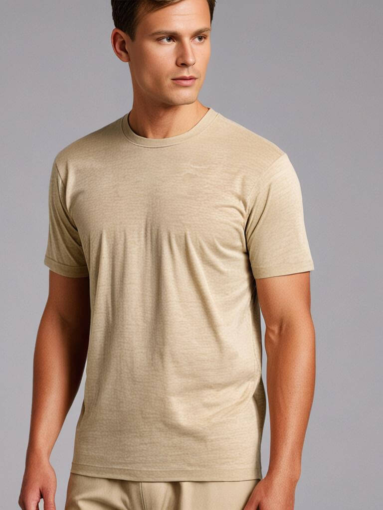 Monak Crewneck t-shirt in beige, showcasing soft fabric and tailored fit for comfort and style.