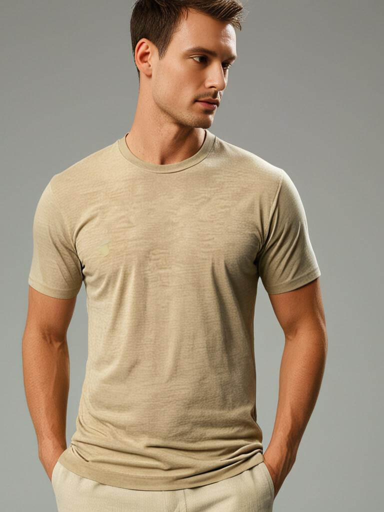 Monak Crewneck shirt in beige, featuring soft, durable fabric and a tailored fit for ultimate comfort.